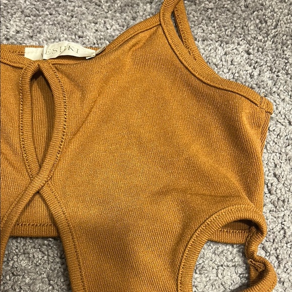 Brown Tie-Front Crop Top - Picture 3 of 7